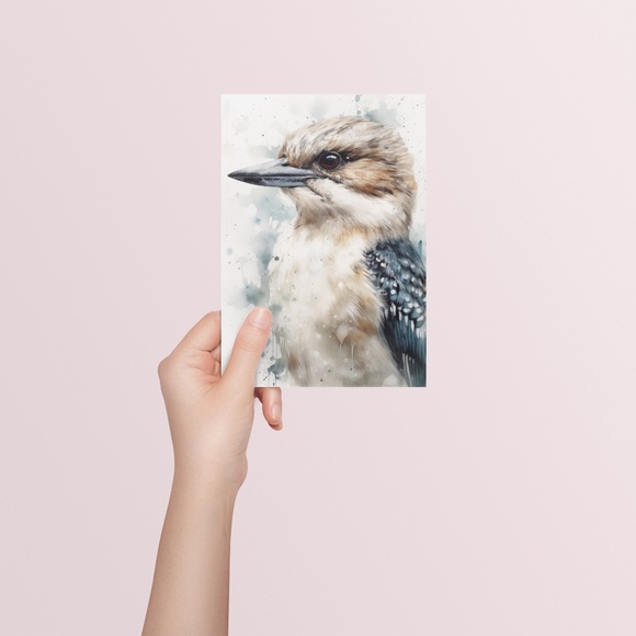 Watercolor Kookaburra Bird Portrait Wall Art Illustration Print Unframed - Picture 6 of 9